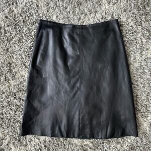 Variazioni Black Leather Raw Hem Skirt 6 S Vintage High Waist Straight Pencil